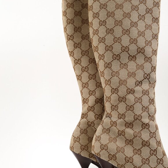 *SOLD* Gucci Brown GG Monogram Canvas Calf Length Boot - Picture 10 of 13